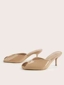 Minimalist Elegant Blue Open Toe Backless Stiletto High Heel Sandals - Apricot - View 2
