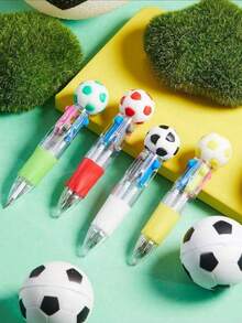Creative Football Themed 4-Color Ballpoint Pen, Mini Portable Cute Neutral Pen - One Size Fits All - View 6