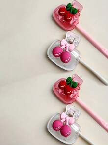 2pcs Cherry Pattern Portable Toothbrush Cover, Cute Cherry Design In Transparent White And Red, Travel Toothbrush Storage Box, Portable Toothbrush Head Protector, Toothbrush Storage Clip, Toothbrush Protector Cover, Protect Toothbrush Head, Portable Design Easy To Carry, Dust-Proof Toothbrush Head Cover Suitable For Travel, Best Gift For Couples, Friends, Family, Teachers, Travel Lovers, Essential For Home And Dorm - Multicolor - View 13
