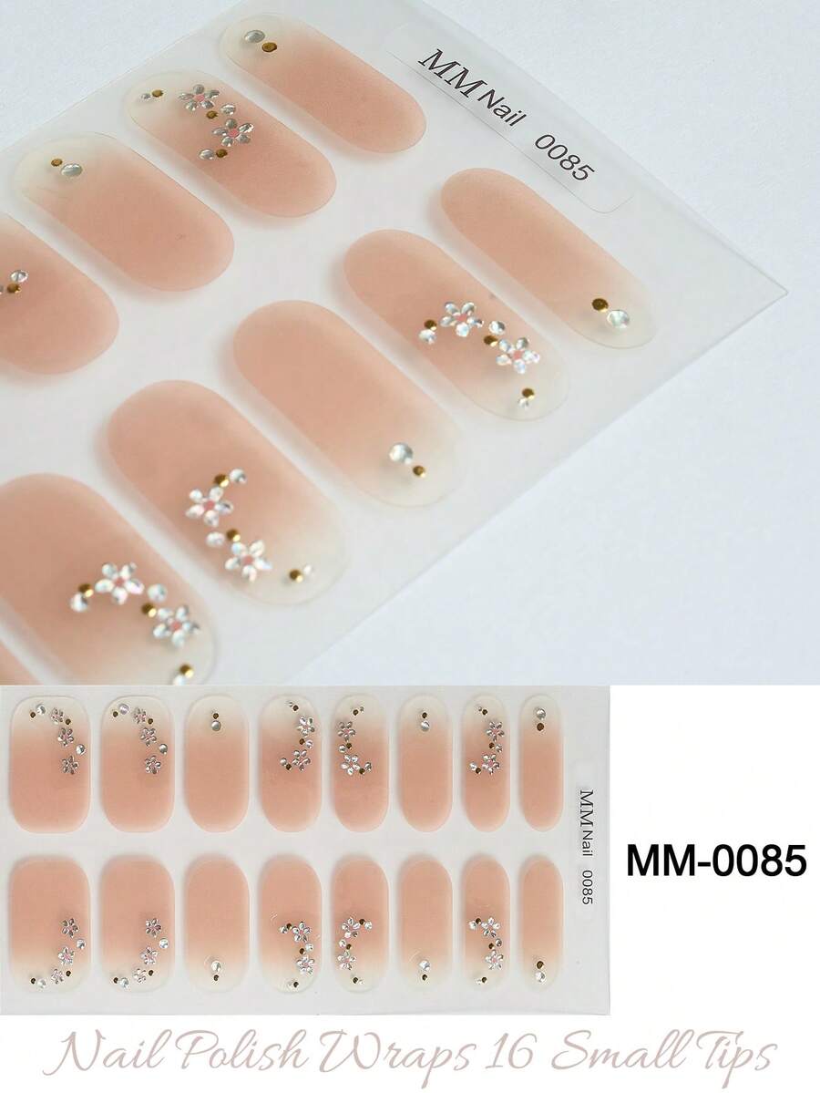 半固化凝胶美甲贴，果冻米色，16片装，无需UV灯，沙龙品质，持久耐用