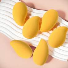 6/12 Pcs Mango Shape Makeup Sponge, Soft Wet & Dry Dual-Use Cosmetic Puff For Foundation, Cream, Beauty Sponge For All Skin Tones, Ideal Makeup Tool For Travel & Daily Use - Yellow - View 2
