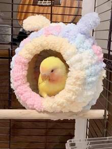 Bird Nest + Pad, Parrot Warm Nest For Winter, Thickened Insulated Sleeping Nest With Tiger Lily Pattern, Warm Breeding Box, Parrot Warm Nest, Insulated Peony Cockatiel Winter Nest - View 1