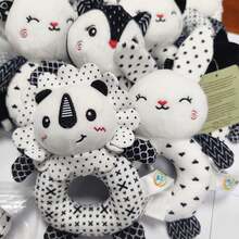 Newborn Black & White Visual Cloth Rattle, Baby Ring Soothing Hand-Grip Plush Doll, Infant Early Education Sensory Plush Doll - Multicolor - View 6