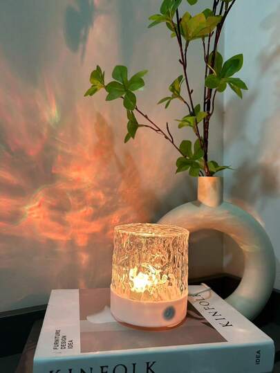 1 đèn chiếu LED hình sóng cực quang, điều khiển cảm ứng/từ xa, nguồn USB, 16 màu sắc để lựa chọn, thích hợp cho văn phòng, bàn làm việc, phòng ngủ, phòng chiếu phim gia đình, cắm trại, trang trí đám cưới.