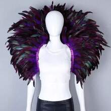1 chiếc khăn choàng lông vũ, thích hợp cho cosplay, dạ hội hóa trang phong cách punk, lễ hội Carnival và các dịp khác, khăn choàng vai lông vũ, phụ kiện trang phục biểu diễn phong cách punk, lễ hội Carnival. - Loại M - Xem 4