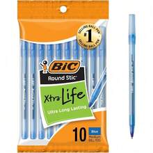 Durable Ballpoint Pen Set For Everyday Use With Smooth Writing Experience, Comfortable Round Barrel Design, Bulk Pack Of 10 Blue Pens Ideal For Students And Office Workers Seeking Affordable Quality Writing Tools - Màu xanh da trời - Xem 1
