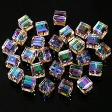 QIAO 100pcs 4mm AB Color Crystal Beads, Austrian Cubic Beads For Jewelry Making, Glass Beads For DIY Bracelets, Earrings, Necklaces, Assorted Shapes And Colorful Set, DIY Phone Charms - Multicolor - View 17