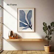 1 Stück blaue Blumen Wandkunst, abstrakte botanische Malerei, minimalistisches marineblau Aquarell Kunstwerk, modernes Küstendesign, moderne abstrakte Blumen Kunst Poster Heimdekoration, ohne Rahmen - Blume - Übersicht 4