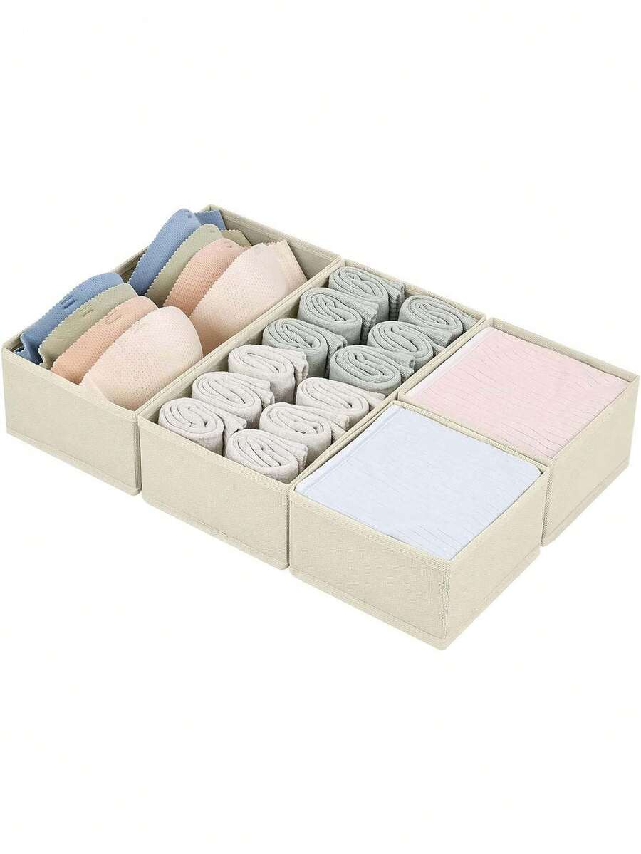 4pcs Drawer Storage Boxes, Wardrobe Organizer Bags, Shallow Drawer Dividers, Suitable For Baby Room Clothing, Socks, Underwear, Ties And Other Items - Multicolor - View 1