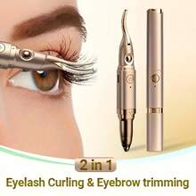 RAF 2-In-1 Electric Eyelash Curler & Eyebrow Trimmer, Temperature Control, Anti-Scald, Curl & Shape, Personal Care Appliance - Gold - View 2