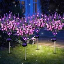 1pc Solar 7-Head Lavender With Butterfly Light, Lavender Butterfly Solar Ground Plug Light, LED Outdoor Anti Real Flower Landscape Light, Solar Garden Light Used For Outdoor Decoration Of Courtyard Gardens, Paths, Backyards, And Terraces. It Is The Best Gift For Mothers, Grandmothers, Women, Wives, Aunties, And Sisters - Purple Light - View 9