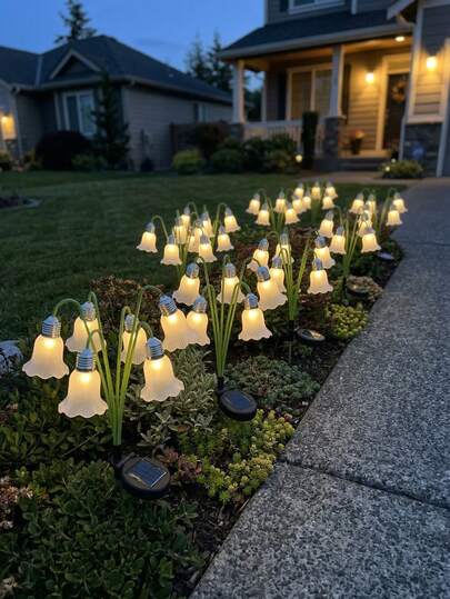 Đèn cắm đất năng lượng mặt trời hình hoa, thiết kế 6 bóng, ánh sáng ấm áp, chống thấm nước, dễ lắp đặt, trang trí sân vườn, lối đi, bãi cỏ ngoài trời.