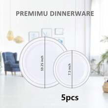 25/15/10/5 套白色 7.5/10.25 英寸银边餐盘，精致可爱，可重复使用且易于清洁。适用于各种场合，例如婚礼、生日派对、家庭聚会和户外团队建设活动。用途广泛的餐具，非常适合学校、返校季、学校派对、餐厅、厨房和圣诞餐桌。也是馈赠亲朋好友和长辈的完美礼物。 - 白色 - 查看 14