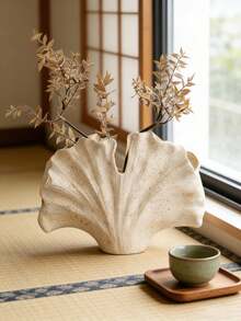 1pc French Retro Leaf Resin Vase, Suitable For Living Room And Tabletop Decor - Ginkgo Leaves - View 2