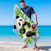 1pc Animal Panda & Bamboo Print Beach Towel, Super Absorbent Quick Dry Towel For Swimming, Bathroom, Beach, Lightweight & Soft Beach Blanket, Ideal Beach Essential For Beach, Swimming, Outdoor, Travel - C - View 4