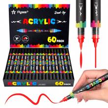 12&24&48&60&72&168 Colors Dual Tip Markers, Self-Inking Brush & Fine Tip, Water-Based Acrylic Paint Pens, High Coverage, Suitable For Black Paper & Stone Painting, Applicable For DIY Crafts On Plastic, Glass, Metal, Bamboo, Canvas, Rock, Ceramic, Fabric And More, Also Suitable For Professional Art Painting - Multicolor - View 4
