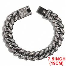 Bộ dây chuyền và vòng tay kiểu màu đen unisex thời trang mới, đính đá lấp lánh, phong cách Punk Hip-Hop Rock. - Dây chuyền và vòng tay nam - Xem 6