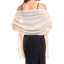 Women Transparent Chiffon Shawl Elegant Soft Silky Breathable Lightweight Wedding Accessory Bridesmaid Evening Dress Wrap - 黑色 - 查看 8