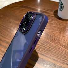 DECOPHONE Premium Metal Lens Rim Purple Frame Transparent Phone Case, Minimalist Shockproof Acrylic Protective Cover, Unisex, Suitable For IPhone 16/15/14/13/12 Pro Max Series - Purple - View 9