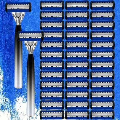 [Premium Razor] Ultra-Sharp Premium Retro Manual Razor Set | 6-Layer Blades, Interchangeable Heads, Ergonomic Handle, Reusable Refillable Design For Smooth Shaving Precision - Perfect Father's Day And Birthday Gift