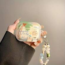 Ins Style Coconut Tree & Puppy Graffiti Protective Case Compatible With Apple Pro 3rd Gen, Silicone Wireless Earphone Storage Case Compatible With AirPods 4th Gen - Coconut Tree Dog - View 4