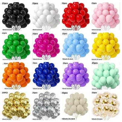 25pcs/45pcs 10inch Latex Balloons, 16 Assorted Colors, Suitable For Engagement, Birthday, Anniversary, Proposal, Balloon Wreath, Wedding, Bachelor Party, Home Celebration, Birthday Party, Princess Birthday Decor, Bridal Shower, Outdoor Influencer Shooting, Confession, Bar Decor, Gender Reveal, Graduation Celebration, Date Night Surprise