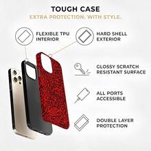 Red-Black Leopard Print Two-In-One Matte Texture Phone Case Suitable For Compatible With Iphone17,16, 15, 14, 13, 12, 11, PRO MAX,PLUS, , Galaxy S21/22/23/24/25 Ultra/FE+,NOTE20 Ultra,A71/56/55/54/53/52/36/34/26/25/23/16/15/14/13/06 - 彩色 - 查看 5