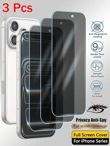 3片装隐私全屏钢化玻璃保护膜，保护屏幕，全屏手机保护膜，兼容 17e 16e 17 16 15 14 13 12 11 Pro Max XS X XR 17 16 15 14 Plus，防窥透明保护膜 - 灰色 - 查看 32