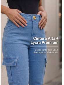 Stillger Moda Jeans Set Of 2 Cargo Jogger Jeans With Butt-Lifting Effect, High Waist, Premium Lycra - 米色和淺藍色 - 查看 2