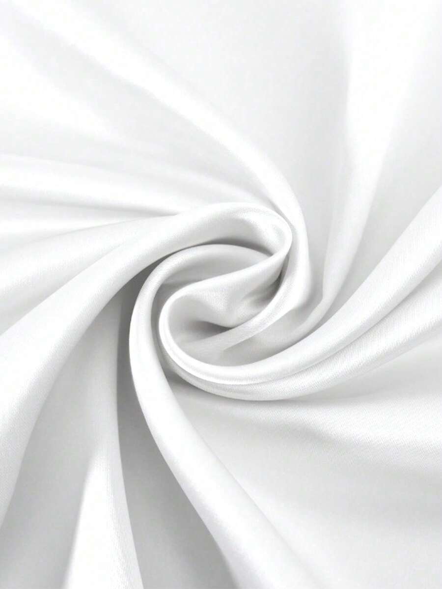 1 pieza de tela de satén blanco suave y sedoso, adecuado para vestidos de novia, textiles para el hogar, costura DIY - Blanco - Ver 1