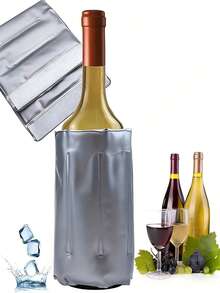 1pc Reusable Wine Bottle Cooling Sleeve With Flexible Ice Pack - Adjustable Collar And Elastic Strap, Perfect For Parties, Picnics, And Gifts - Multicolor - View 5