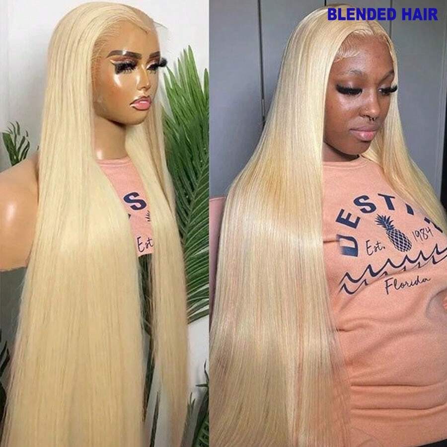 32英寸 13x4 蕾丝前假发，真人前额发丝，200密度，直发，高清蕾丝前假发，预先拔毛，带婴儿发，613号金色，无胶假发，处女发蕾丝前假发，女士款 - S613 - 查看 1