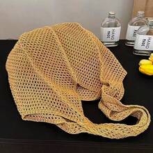 1 chiếc túi tote dệt kim thời trang mùa hè mới, túi lưới, túi đi biển đan móc - màu nâu - Xem 6