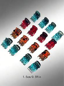 20pcs Brown + Burgundy + Green Mini Hair Clips, Suitable For Designing Women's Hairstyles, Strong Grip For Bangs And Multi-Function Clips Summer Hair Accessories Beach Claw Clips Vacay Hair Claws - Multicolor - View 3