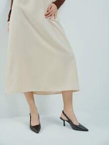 7cm Tacones altos de color marrón café, tacones de fiesta de punta afilada y tira trasera, zapatos formales de boda - Marrón - Ver 5