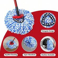 2-Tank Spin Mop Replacement Head, 2Pack 3 Pack Mop Head Replacement, Microfiber, Machine Washable, Easy To Replace And Deep Cleaning - D - 3 bộ vải thay thế + 1 tấm lót đáy - Xem 9