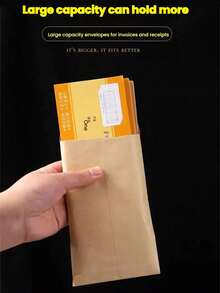 50个复古简约牛皮纸信封，适用于钞票、文件、收据、信件、贺卡、邀请函、生日卡、邮寄和运输等多种用途。两种尺寸：22*11厘米/17.5*12.5厘米 - 牛皮色 - 查看 4