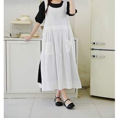 1 chiếc tạp dề cotton kiểu Nhật màu trơn, dáng rộng cổ điển có dây buộc bên hông, thích hợp cho tân gia, họp mặt, làm bánh cùng bố mẹ, nhà bếp, nhà hàng, mọi mùa.