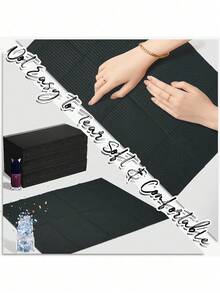 125 piezas Alfombrilla desechable negra impermeable y antifouling para arte de uñas, material de película compuesta, herramienta de limpieza de tatuajes, alfombrilla de escritorio, alfombrilla de escritorio para arte de uñas - Negro - Ver 7