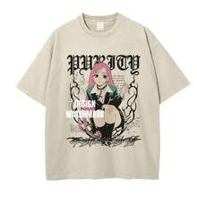 Nueva camiseta popular: Camiseta con estampado vintage deslavado de cruz y vampiro, estilo retro americano, manga corta Chiyomei, corte holgado para el verano. - 1. Angustiado - Ver 10