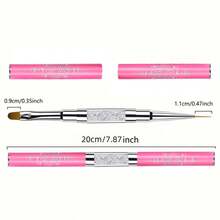 1pc Double-Headed Nail Brush Nail Art Liner Brush Tool Carved Crystal Ultra-Thin Line Drawing Pen Pull Wire Phototherapy Pen - Pink - View 4