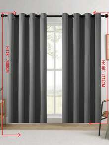 1pc/2pcs Solid Color Polyester Curtains, Energy Blackout Light Blocking Thermal Insulated Curtains For Kitchen, Dining Room, Living Room, Bedroom, Study Room In Black, Deep Grey - Dark Grey - View 54