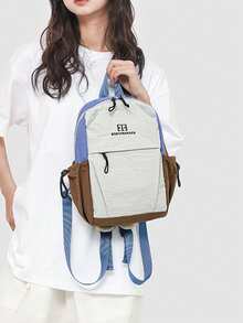 4-Color Functional Backpack Set For Urban Explorers | Gray, Pink, Yellow And Black, Suitable For Multi-Scenario Commuting Aesthetics, Elastic Rope System * Multi-Compartment Partition, One Set Of Equipment Covers All Scenarios Of Campus Travel And Outdoor. Smooth Bidirectional Zipper Sliding, Top Woven Strap Design To Reduce Shoulder Strap Pressure - Multicolor - View 8