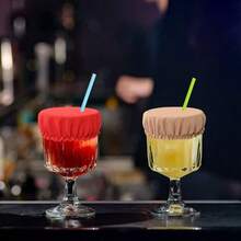 3pcs Polyester Fiber Beverage Lid With Straw Hole, Reusable, Protects Party Drinks, Elastic Cocktail Cup Mouth Cover, No Need For Electricity - Multicolor - View 5