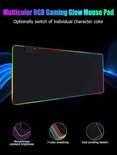 Tấm lót chuột chơi game RGB cỡ lớn, tấm lót bàn phím LED có thể mở rộng, tấm lót bàn chống thấm nước, phù hợp để trang trí bàn chơi game.