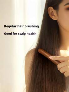 1 pieza Herramienta de masaje para el cabello con peine, peine de dientes anchos de estilo vintage de sándalo - Dientes 100% de latón sólido que no se astillan, promueve la circulación sanguínea y el cabello brillante - Ver 3