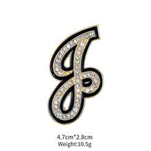 1pc Cute Zinc Alloy Rhinestone & Enamel 26 English Letter Brooch, Suitable For Women's Daily Wear - Gold and Black - View 24