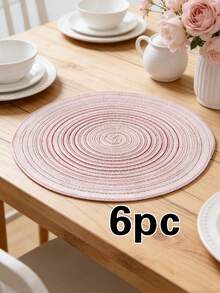 1/4/6pcs Bohemian Woven Round Placemats, Solid Color Woven Lace Tablemats, Non-Slip Pads, Home Kitchen Decor, Bowl Coasters, Suitable For Holiday Party, Birthday, Wedding, Home Decor (Multiple Colors Available) - Multicolor - View 26