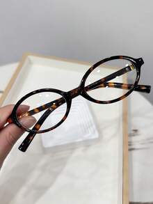 1pc Women's Casual Retro Oval Leopard Print Lightweight Fashion Eyeglasses, Suitable For Daily Wear And Street Style - Leopard Print Frame White Piece - View 3