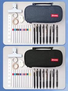 1 pieza Estuche para lápices de gran capacidad, bolsa portátil con cremallera para bolígrafos, bolsa de almacenamiento de papelería minimalista, adecuada para estudiantes, uso escolar y de oficina, esencial de vuelta a la escuela, útiles escolares, estuche para lápices, mochila - Una pieza - Ver 7